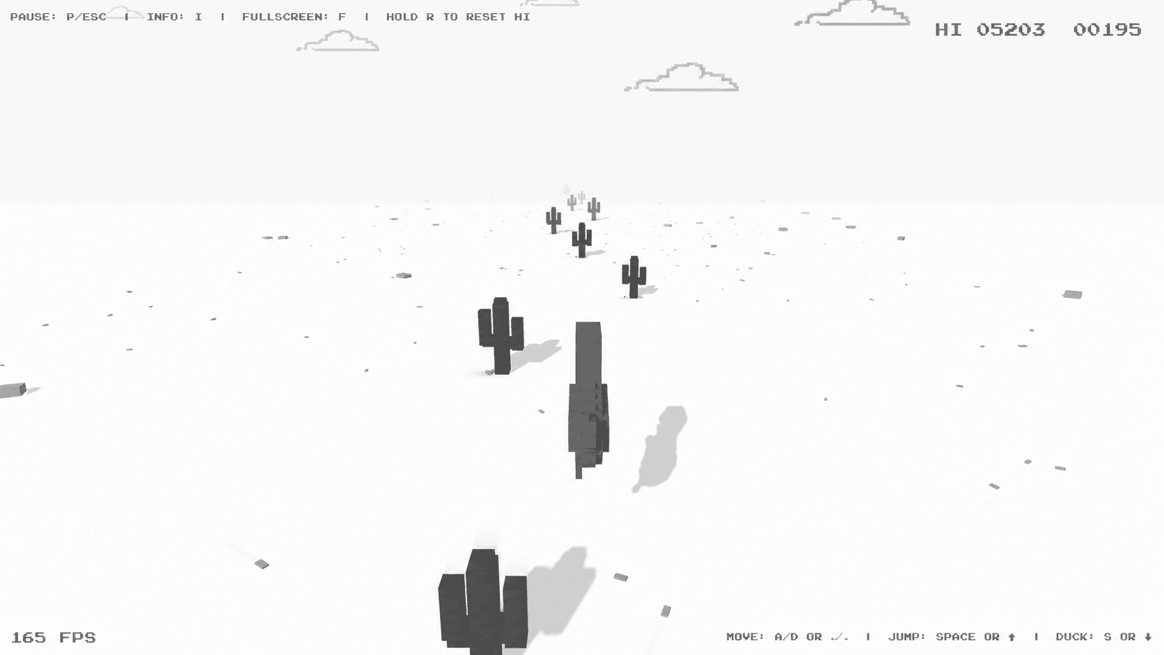 Dino 3D runner jumping over an obstacle