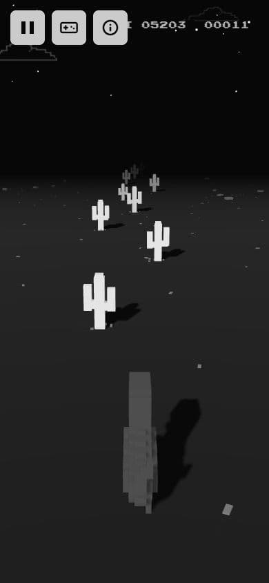 Dino 3D night run on a mobile viewport