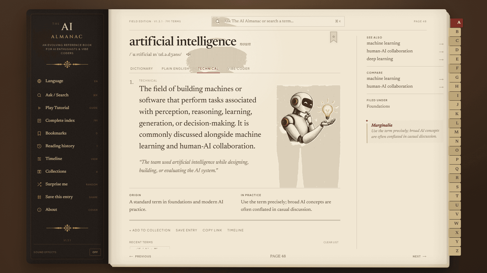 Technical explanation mode for an AI glossary entry